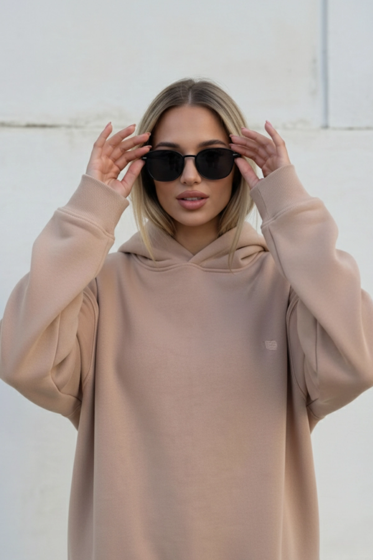Pastelastore Pamuklu Kapüşonlu 3 İplik Şardonlu Kalın Oversize Sweatshirt