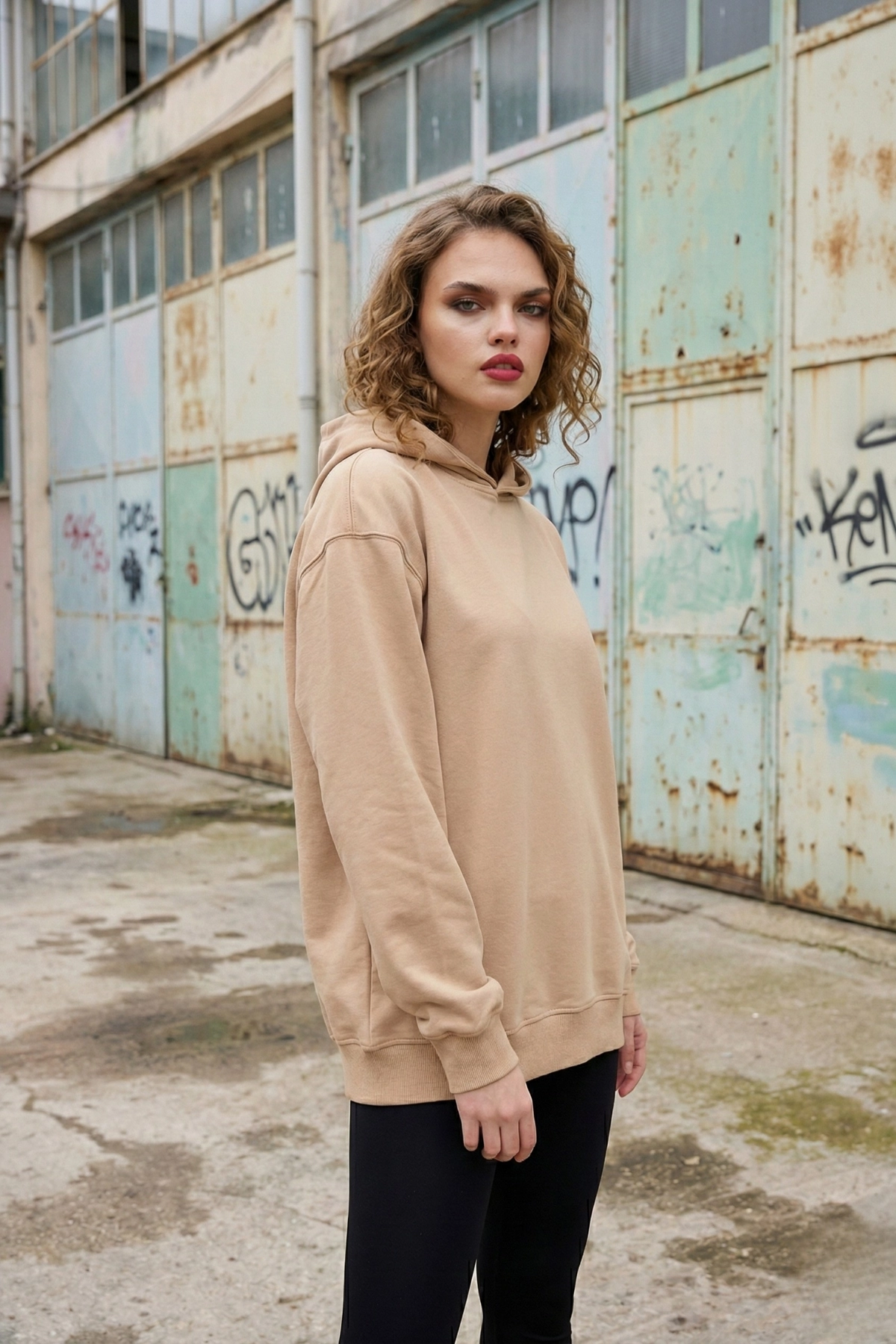 Pastelastore Pamuklu Kapüşonlu 2 İplik Baharlık Oversize Sweatshirt