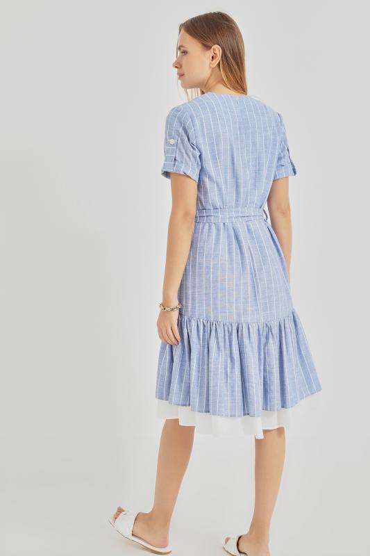 Pastelastore Asude Kadın Çizgili Pamuk Elbise 1100