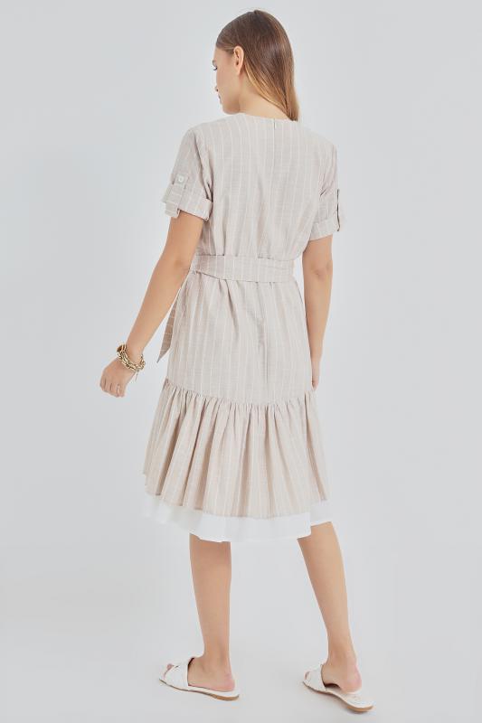 Pastelastore Asude Kadın Çizgili Pamuk Elbise 1100