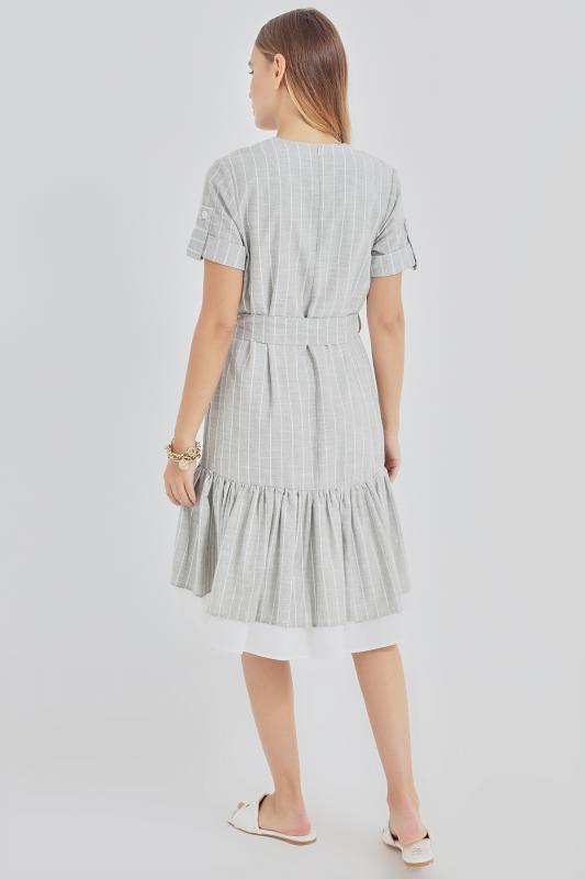 Pastelastore Asude Kadın Çizgili Pamuk Elbise 1100