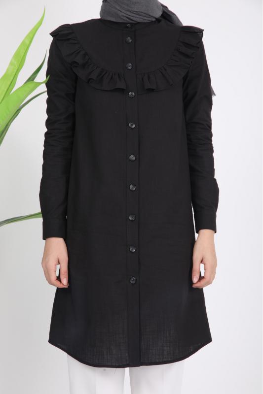 Fırfırlı Pamuk Tunik Gömlek 1023