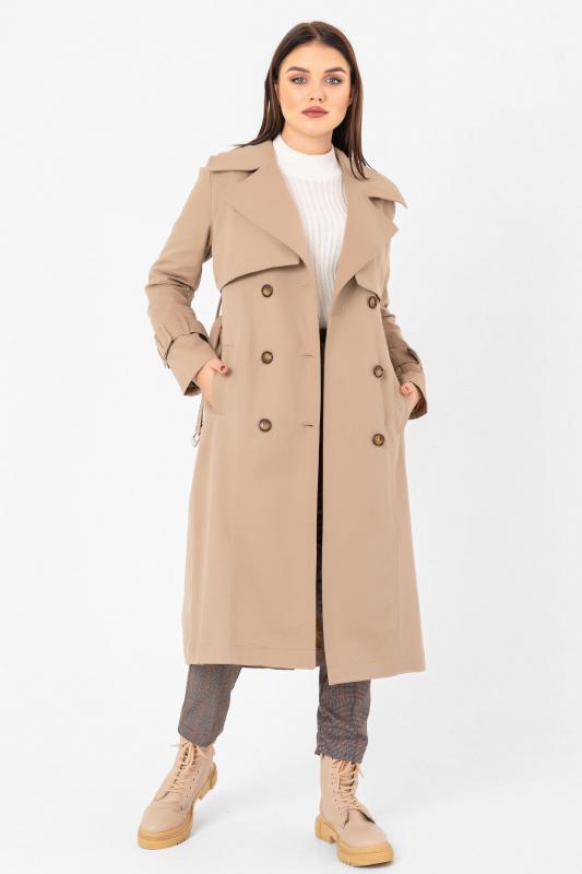 Pastelastore %100 Pamuk Gabardin Uzun (110cm) Astarlı Kemerli Kadın Trençkot 1111