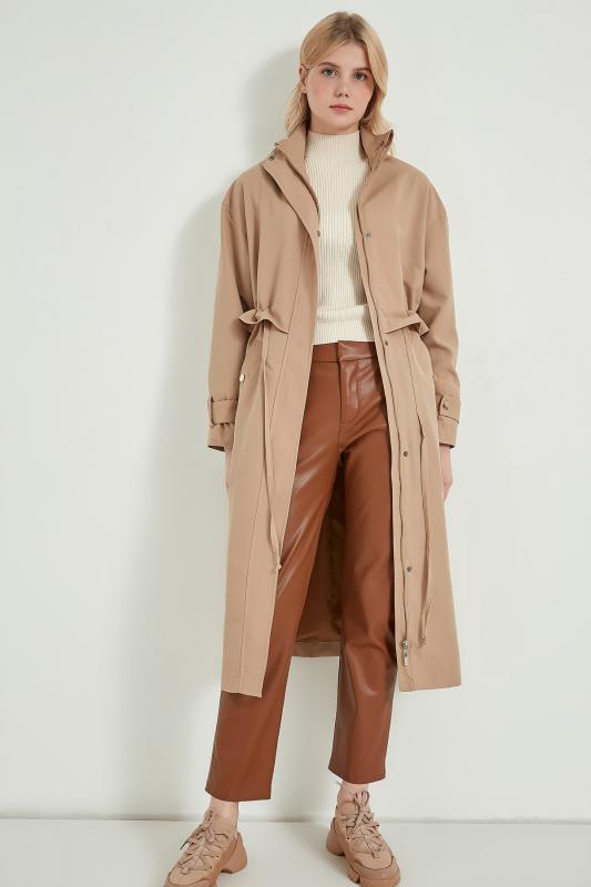 Pastelastore Kadın Astarlı Hafif Uzun (120cm) Trençkot 1038