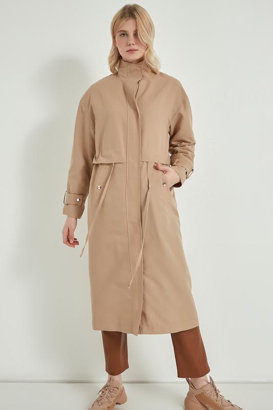 Pastelastore Kadın Astarlı Hafif Uzun (120cm) Trençkot 1038