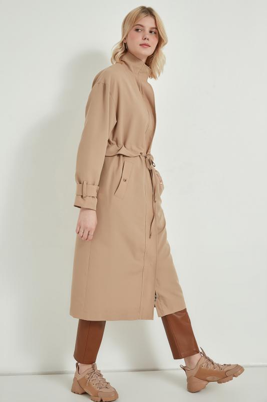 Pastelastore Kadın Astarlı Hafif Uzun (120cm) Trençkot 1038