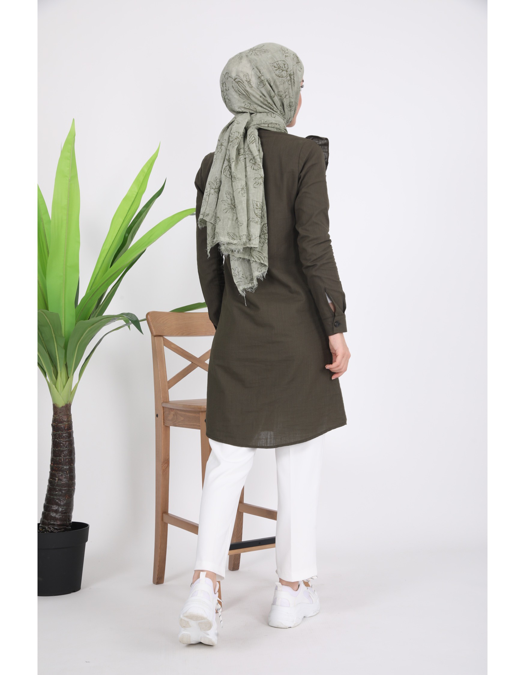 Fırfırlı Pamuk Tunik Gömlek 1023