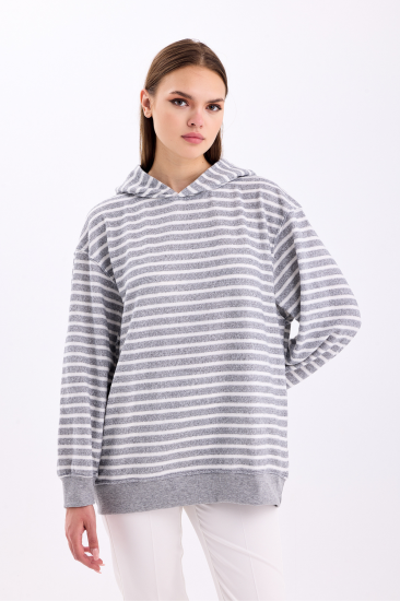 Pastelastore Çizgili Triko Oversize Sweatshirt