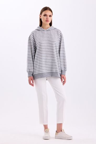 Pastelastore Çizgili Triko Oversize Sweatshirt