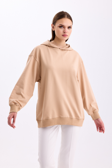 Pastelastore Pamuklu Kapüşonlu 2 İplik Baharlık Oversize Sweatshirt