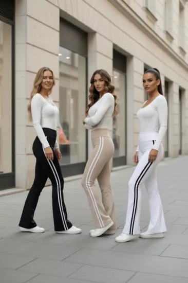 3’lü Yüksek Bel Şeritli İspanyol Paça Kadın Tayt