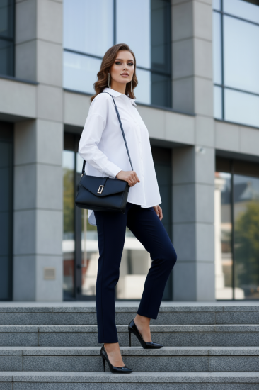 %96 Pamuk Esnek Poplin Kadın Gömlek 1163