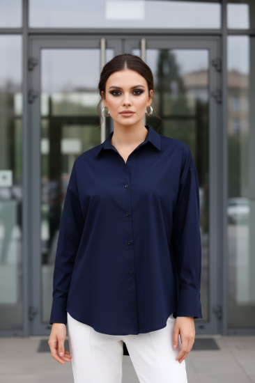 %96 Pamuk Esnek Poplin Gömlek 1163