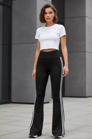 Yüksek Bel Yan Şeritli İspanyol Paça Kadın Tayt