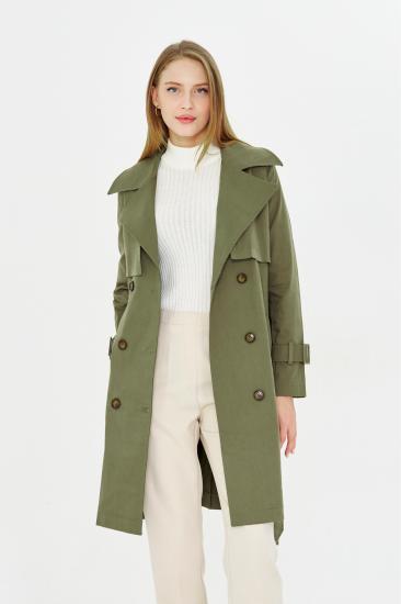 Pastelastore Esnek Pamuk Gabardin Midi (95cm) Astarsız Kadın Trençkot 1118