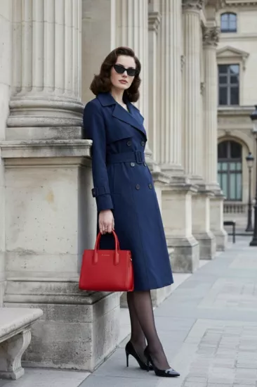 %100 Pamuk Uzun (110cm) Astarlı Kadın Trençkot