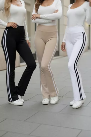 3’lü Yüksek Bel Şeritli İspanyol Paça Kadın Tayt