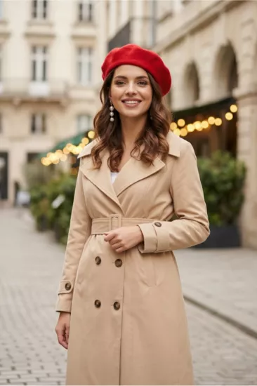 %100 Pamuk Ekstra Uzun (120cm) Kadın Trençkot