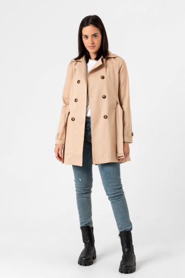 Pastelastore Esnek Pamuk Gabardin Kısa (80cm) Omuz Apoletli Kemerli Kadın Trençkot 1120