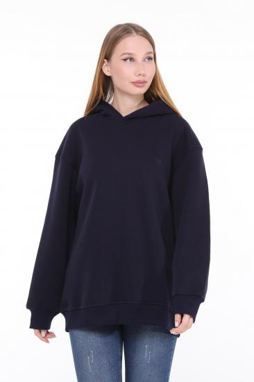 Pastelastore Pamuklu Kapüşonlu 3 İplik Şardonlu Kalın Oversize Sweatshirt