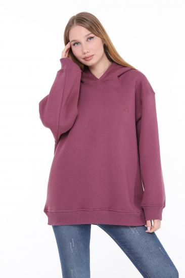 Pastelastore Pamuklu Kapüşonlu 3 İplik Şardonlu Kalın Oversize Sweatshirt