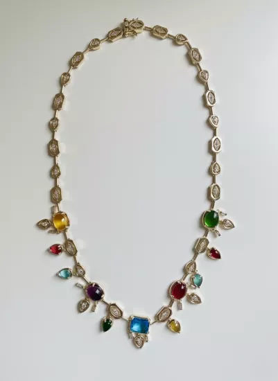 14 Ayar Altın Kaplama Renkli Taşlı Mg Color Kolye