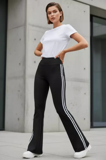 Yüksek Bel Yan Şeritli İspanyol Paça Kadın Tayt