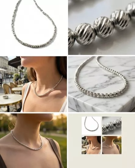 Dorika Kolye Gümüş Kaplama, Minimal  Zarif Tasarım