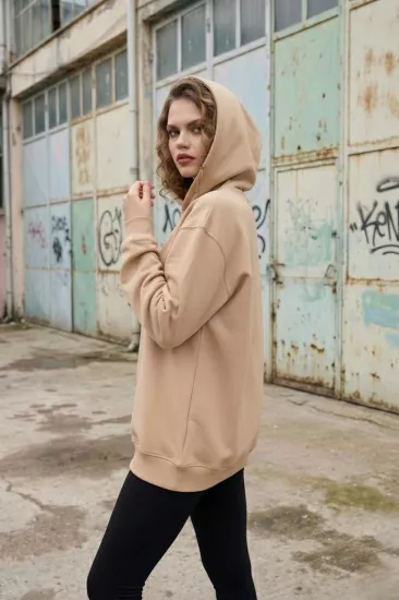 Pastelastore Pamuklu Kapüşonlu 2 İplik Baharlık Oversize Sweatshirt