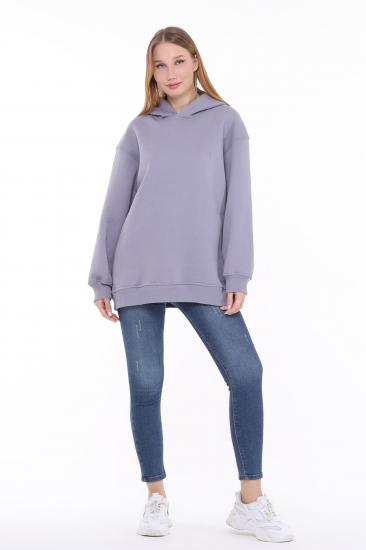 Pastelastore Pamuklu Kapüşonlu 3 İplik Şardonlu Kalın Oversize Sweatshirt