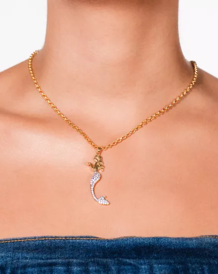 Mermaid Kolye Altın Kaplama, Denizkızı Figürlü