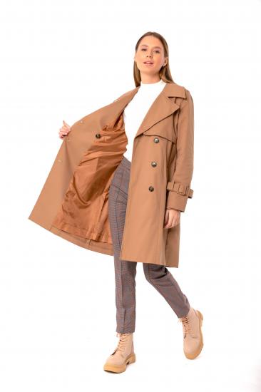 Pastelastore %100 Pamuk Gabardin Midi (95cm) Astarlı Kemerli Kadın Trençkot 1113
