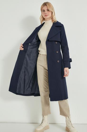 Pastelastore %100 Pamuk Gabardin Uzun (110cm) Astarlı Kemerli Kadın Trençkot 1111